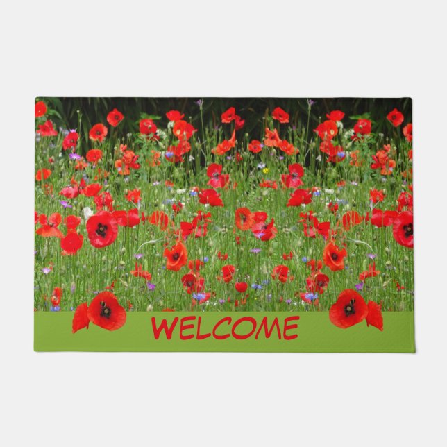 Red Poppies Field Cust Welkom deurmat (Voorkant)