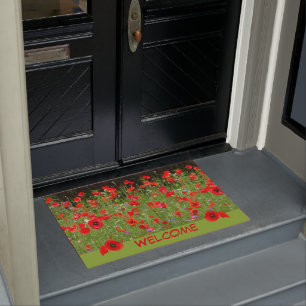 Red Poppies Field Cust. Welkom Doormat Deurmat