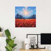 Red Poppies Field - Impressionisme Landschapsstijl Poster (Thuiskantoor)