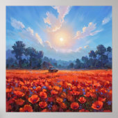 Red Poppies Field - Impressionisme Landschapsstijl Poster (Voorkant)