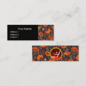 RED POPPIES Field Ruby Monogram White Black Floral Mini Visitekaartje (Voorkant / Achterkant)