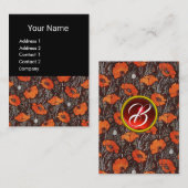 RED POPPIES Field Ruby Monogram White Black Floral Visitekaartje (Voorkant / Achterkant)