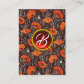 RED POPPIES Field Ruby Monogram White Black Floral Visitekaartje (Achterkant)