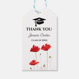 Red Poppies Floral Afstuderen Hartelijk dank Cadeaulabel