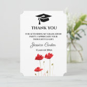 Red Poppies Floral Afstuderen Hartelijk dank Kaart (Staand voorkant)