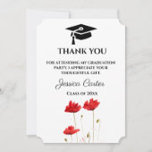 Red Poppies Floral Afstuderen Hartelijk dank Kaart (Voorkant)