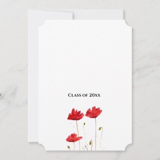 Red Poppies Floral Afstuderen Hartelijk dank Kaart (Achterkant)