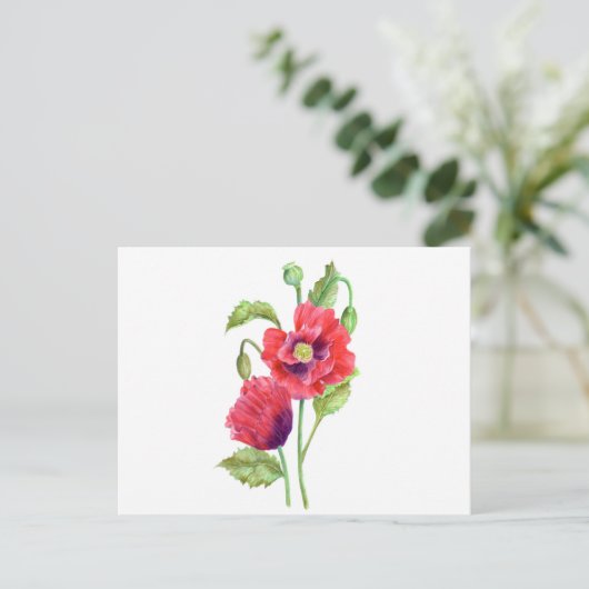 Red Poppies Floral Art Briefkaart (Staand voorkant)