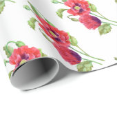 Red Poppies Floral Art Cadeaupapier (Rol Hoek)