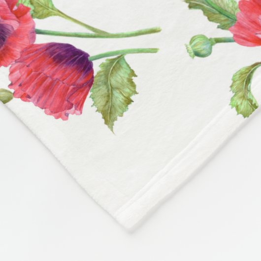 Red Poppies Floral Art Fleece Deken (Hoek)