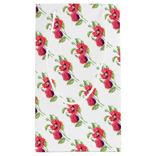 Red Poppies Floral Art Klein Cadeauzakje (Achterkant)