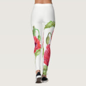 Red Poppies Floral Art Leggings (Achterkant)