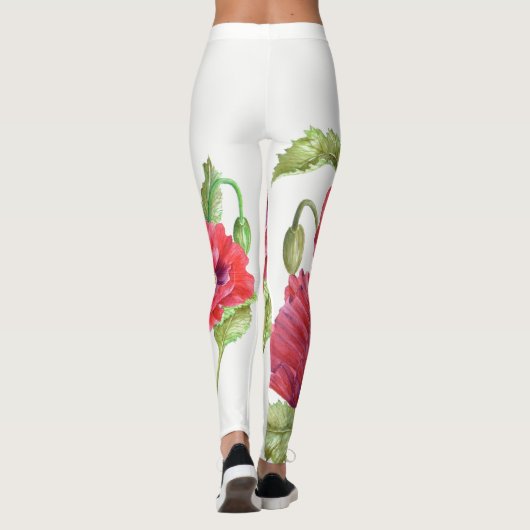 Red Poppies Floral Art Leggings (Achterkant)