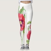 Red Poppies Floral Art Leggings (Voorkant)