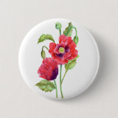 Red Poppies Floral Art Ronde Button 5,7 Cm (Voorkant)