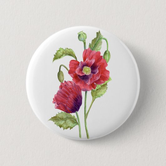 Red Poppies Floral Art Ronde Button 5,7 Cm (Voorkant)