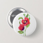 Red Poppies Floral Art Ronde Button 5,7 Cm (Voorkant /achterkant)