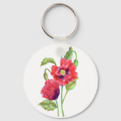 Red Poppies Floral Art Sleutelhanger (Voorkant)