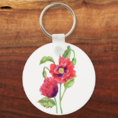 Red Poppies Floral Art Sleutelhanger (Voorkant)