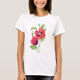 Red Poppies Floral Art T-shirt
