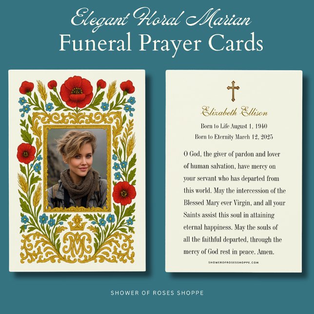Red Poppies Floral Funeral Prayer Memorial Visitekaartje (Creator heeft geüpload)