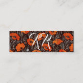 RED POPPIES Floral Monogram White Paper Mini Visitekaartje (Achterkant)