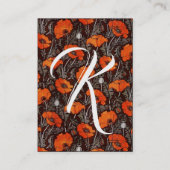 RED POPPIES Floral Monogram White Paper Visitekaartje (Achterkant)