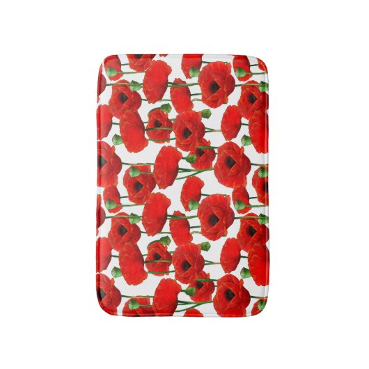 Red Poppies Floral Pattern Badmat (Voorkant Verticaal)