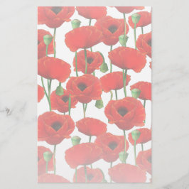 Red Poppies Floral Pattern Briefpapier