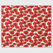 Red Poppies Floral Pattern Cadeaupapier (Vlak)