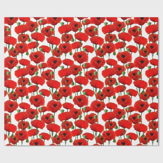 Red Poppies Floral Pattern Cadeaupapier (Vlak)