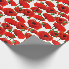 Red Poppies Floral Pattern Cadeaupapier