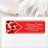 Red Poppies Floral Pattern & Dotted Ribbon Etiket (Insitu)