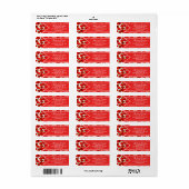 Red Poppies Floral Pattern & Dotted Ribbon Etiket (Full Sheet)