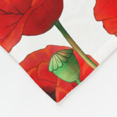 Red Poppies Floral Pattern Fleece Deken (Hoek)