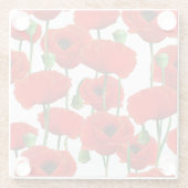 Red Poppies Floral Pattern Glazen Onderzetter (Achterkant)