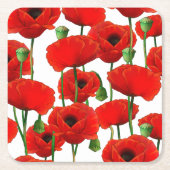 Red Poppies Floral Pattern Kartonnen Onderzetters (Voorkant)