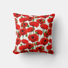 Red Poppies Floral Pattern Kussen