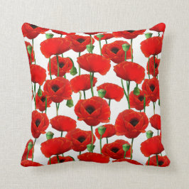 Red Poppies Floral Pattern Kussen