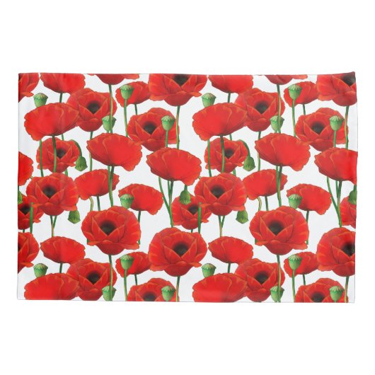Red Poppies Floral Pattern Kussensloop (Achterkant)