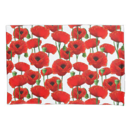 Red Poppies Floral Pattern Kussensloop