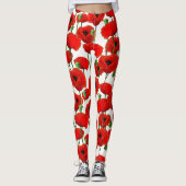 Red Poppies Floral Pattern Leggings (Voorkant)