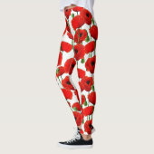Red Poppies Floral Pattern Leggings (Links)