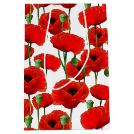 Red Poppies Floral Pattern Medium Cadeauzakje