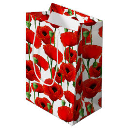 Red Poppies Floral Pattern Medium Cadeauzakje