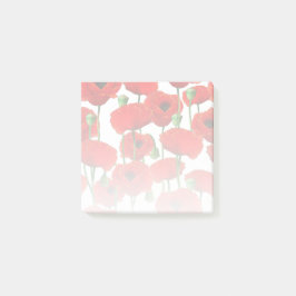 Red Poppies Floral Pattern Post-it® Notes