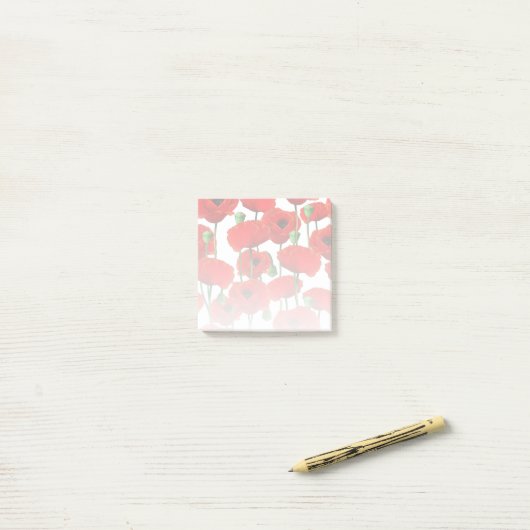 Red Poppies Floral Pattern Post-it® Notes (Op bureau)