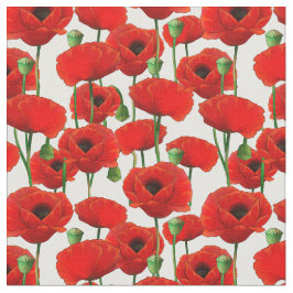Red Poppies Floral Pattern Stof