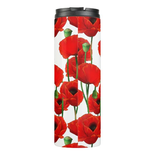 Red Poppies Floral Pattern Thermosbeker (Achterkant)