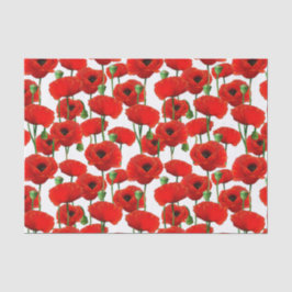 Red Poppies Floral Pattern Tissuepapier